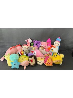 Mixed Lot Of 20 Plush Toys - Animals Food & Fantasy Characters - Various Colors